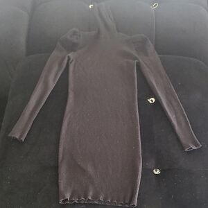 Forever 21 Black Women Bodycon Dress with Puff Sleeves Size Small Pre-owned